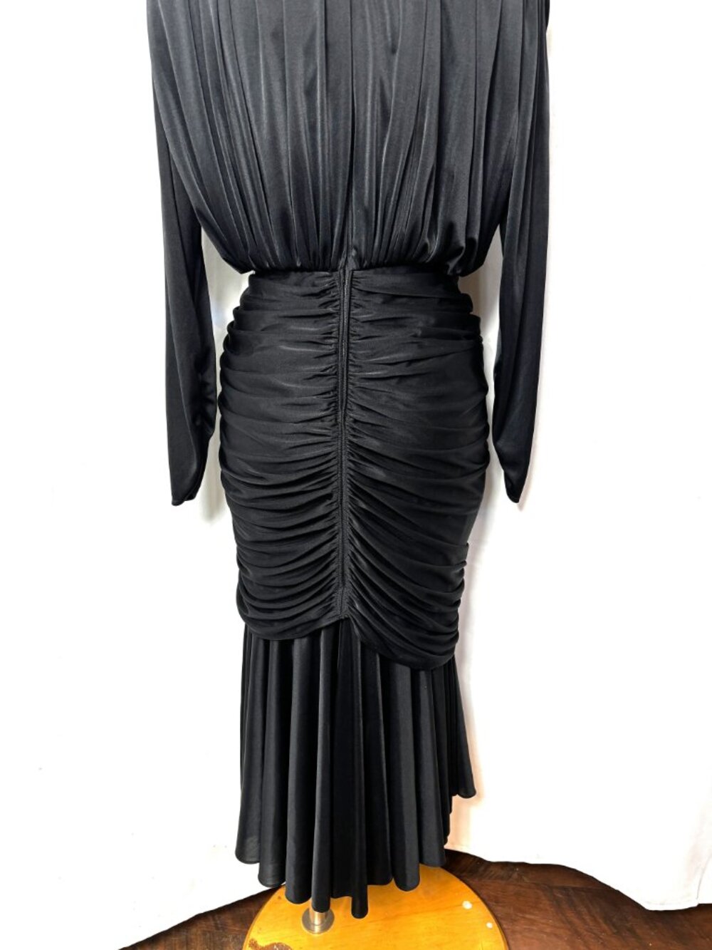VTG 90’s Lizzy & Johnny by Lucero Blk Draped Faux Wrap Front Sz 6 - Picture 6 of 12